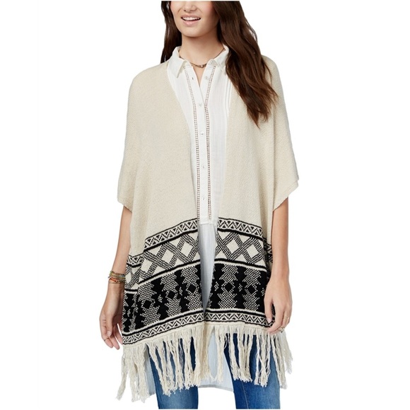 American Rag Fringe Duster Cardigan Sweater Aztec Boho Small - Picture 1 of 9